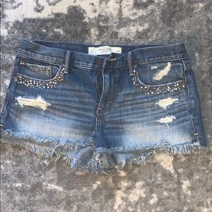 Embellished jean shorts